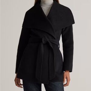 Quince Double-Faced Merino Wool Draped Collar Short Wrap Coat
